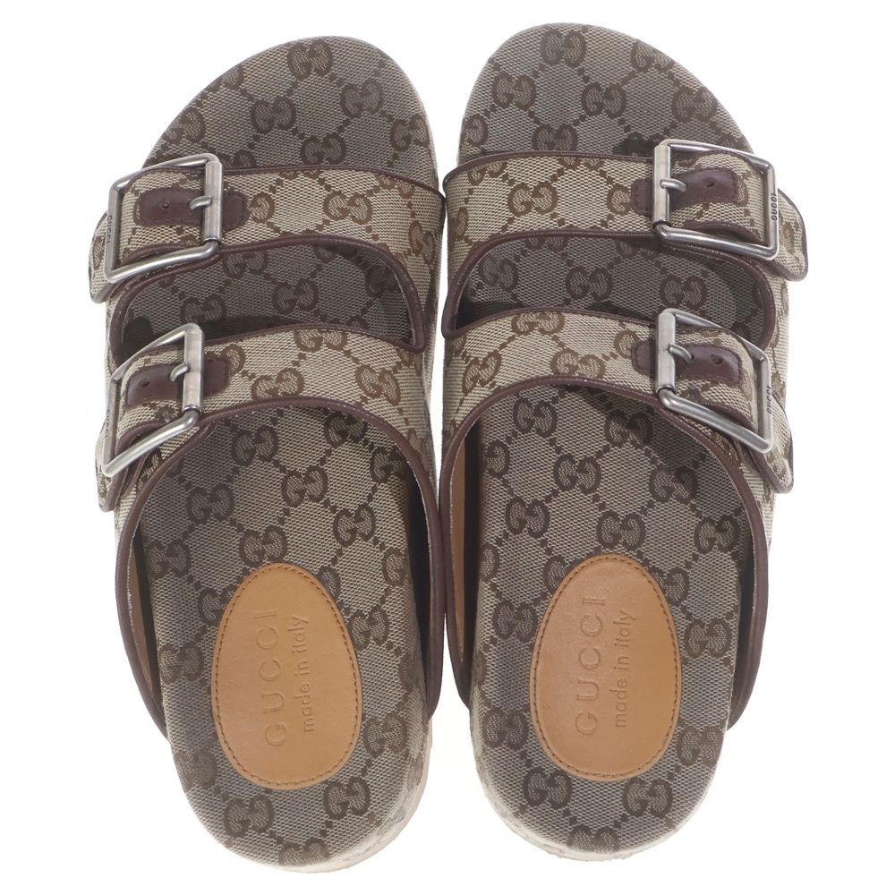 Gucci GG Canvas Strap Slide Sandals Beige — view 4