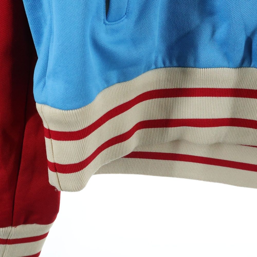Gucci Logo Line Hooded Technical Jersey Track Jacket Red Blue — view 6