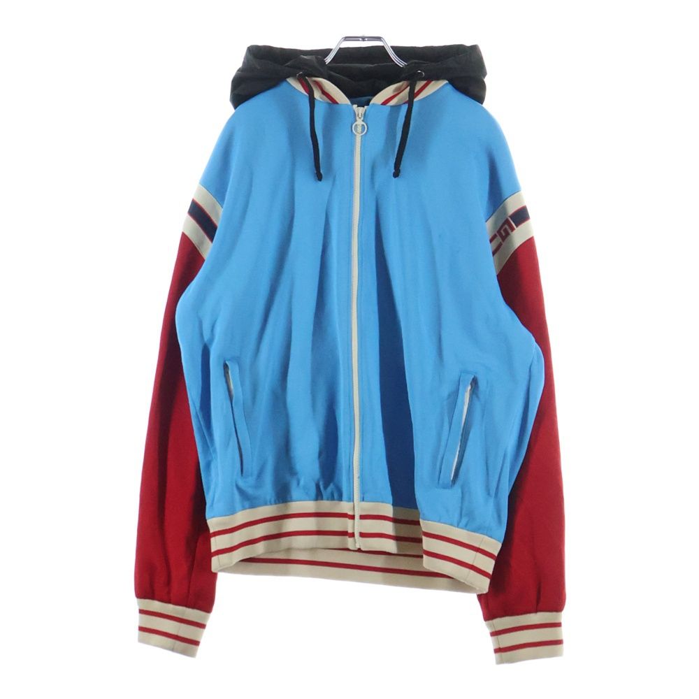 Gucci Logo Line Hooded Technical Jersey Track Jacket Red Blue