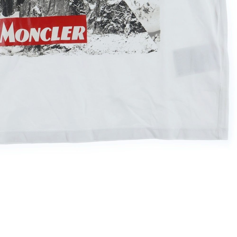 Moncler Shoulder Patch Snow Mountain Print Crew Neck Short Sleeve T-Shirt White — view 6