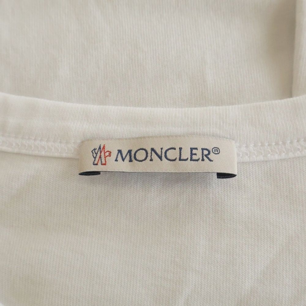 Moncler Shoulder Patch Snow Mountain Print Crew Neck Short Sleeve T-Shirt White — view 7
