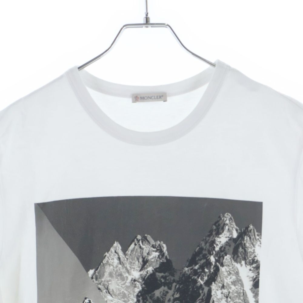 Moncler Shoulder Patch Snow Mountain Print Crew Neck Short Sleeve T-Shirt White — view 3