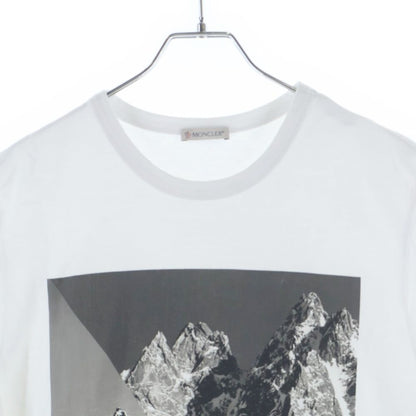 Moncler Shoulder Patch Snow Mountain Print Crew Neck Short Sleeve T-Shirt White — view 3