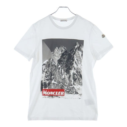 Moncler Shoulder Patch Snow Mountain Print Crew Neck Short Sleeve T-Shirt White