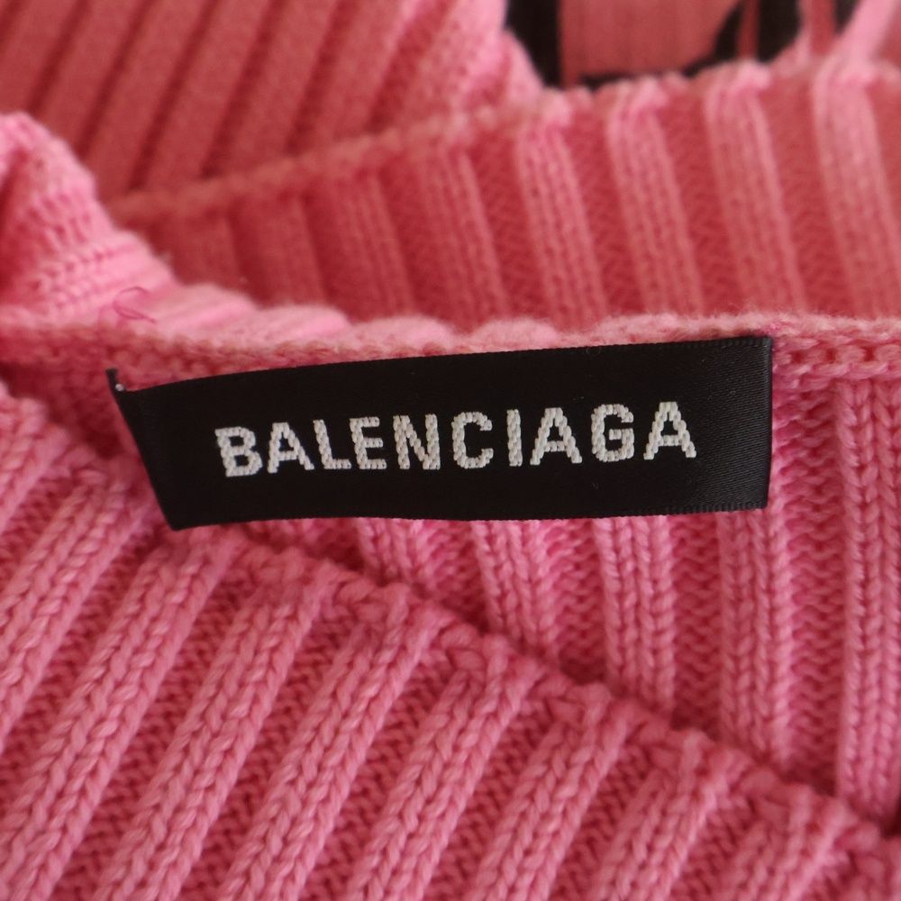 Balenciaga Front Logo Oversize High Neck Long Sleeve Sweater Pink — view 6