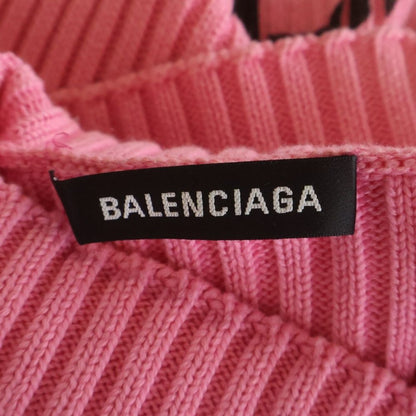 Balenciaga Front Logo Oversize High Neck Long Sleeve Sweater Pink — view 6
