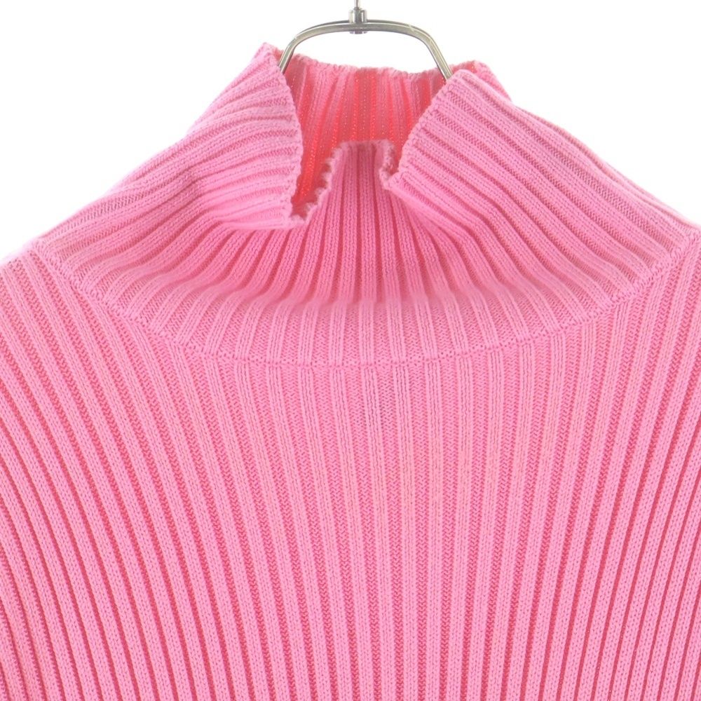 Balenciaga Front Logo Oversize High Neck Long Sleeve Sweater Pink — view 3