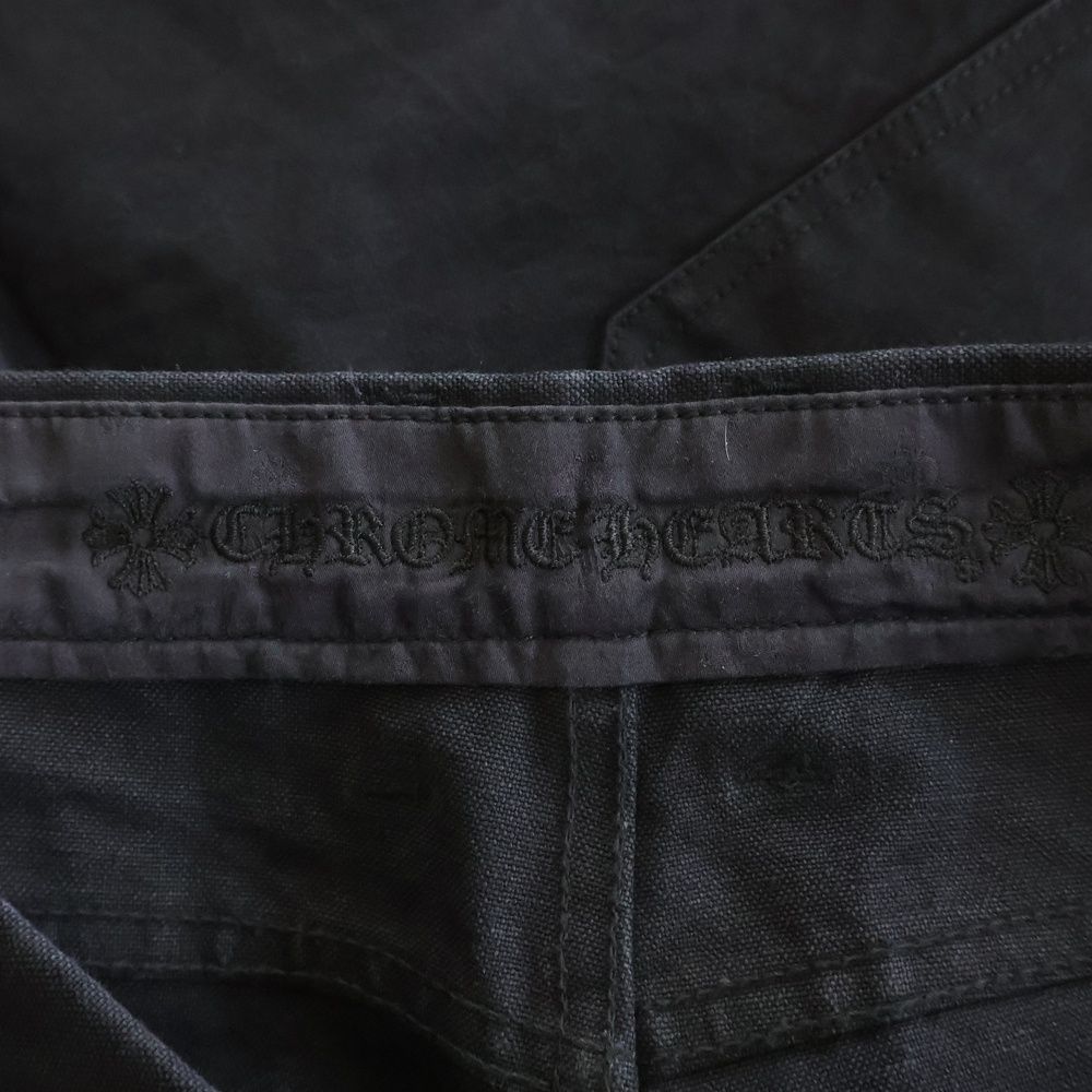 Chrome Hearts Cemetery Cross Leather Patch Cotton Cargo Pants Black — view 7