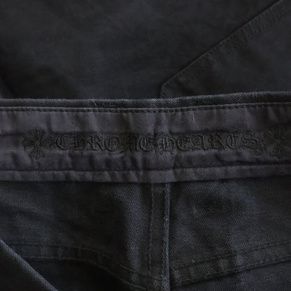 Chrome Hearts Cemetery Cross Leather Patch Cotton Cargo Pants Black — view 7