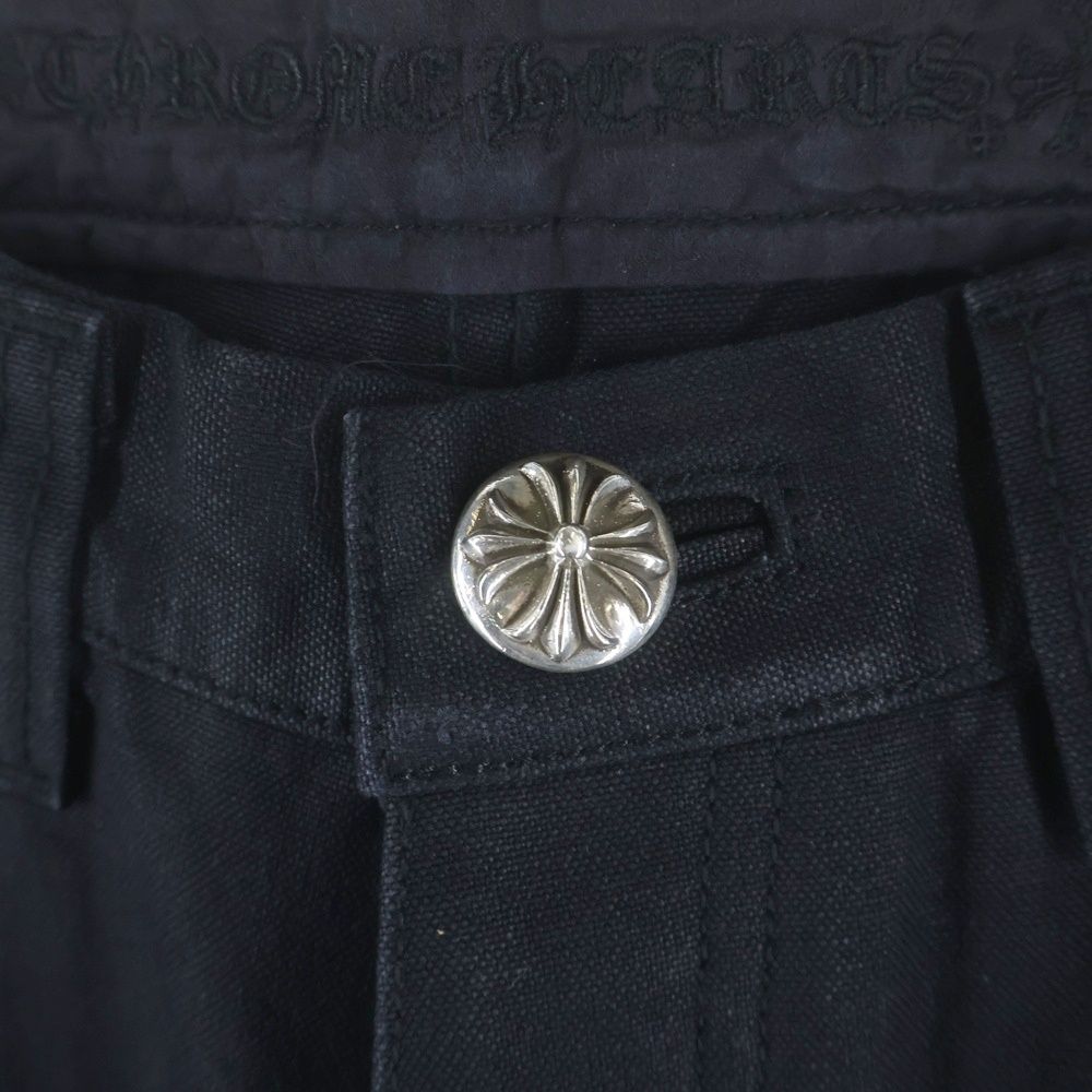 Chrome Hearts Cemetery Cross Leather Patch Cotton Cargo Pants Black — view 4
