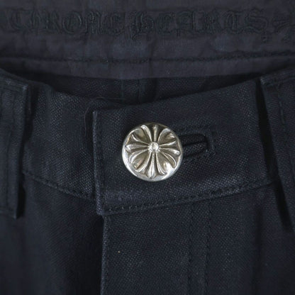 Chrome Hearts Cemetery Cross Leather Patch Cotton Cargo Pants Black — view 4