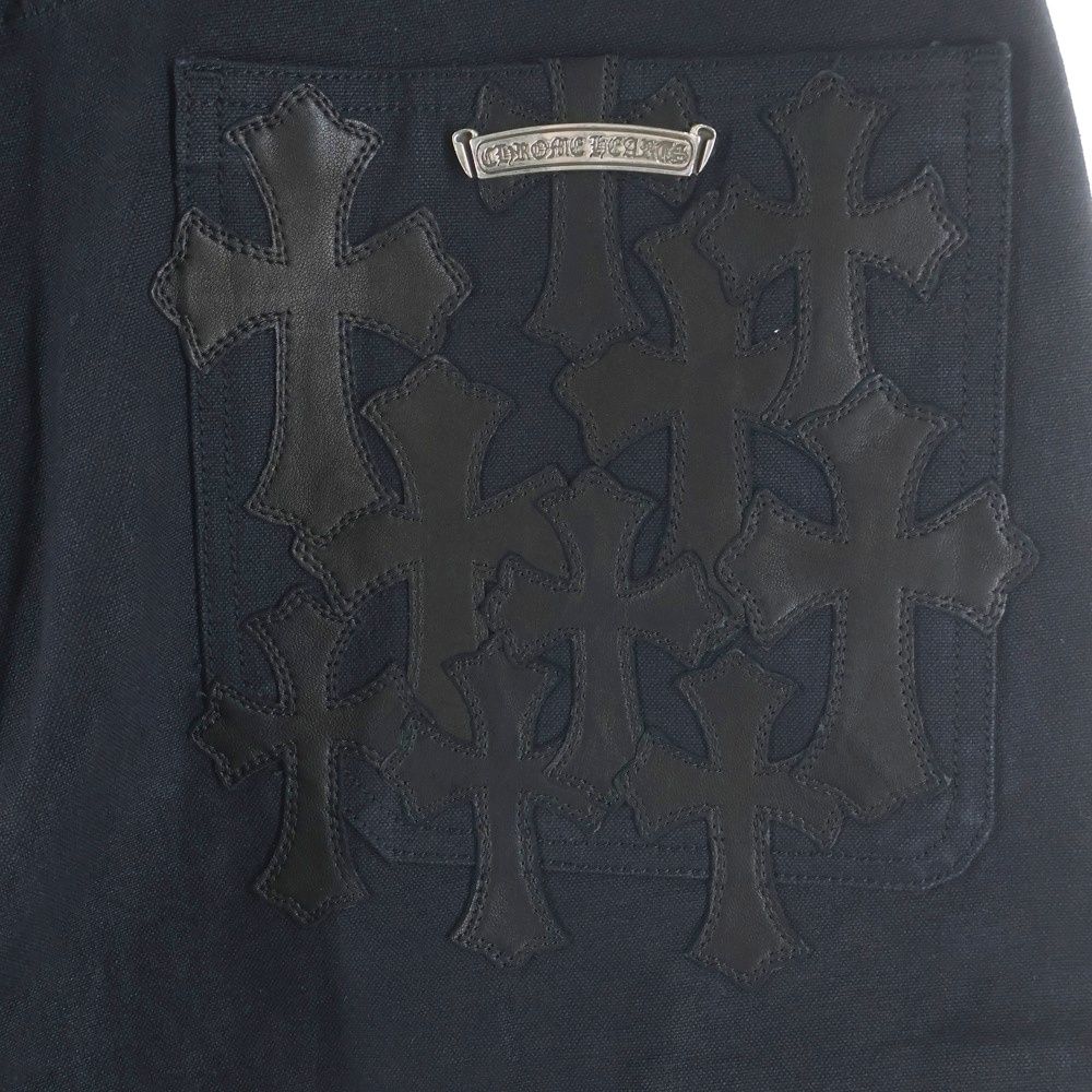 Chrome Hearts Cemetery Cross Leather Patch Cotton Cargo Pants Black — view 6