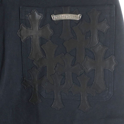 Chrome Hearts Cemetery Cross Leather Patch Cotton Cargo Pants Black — view 6