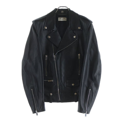 Saint Laurent Paris Classic Motorcycle Leather Rider Jacket Black