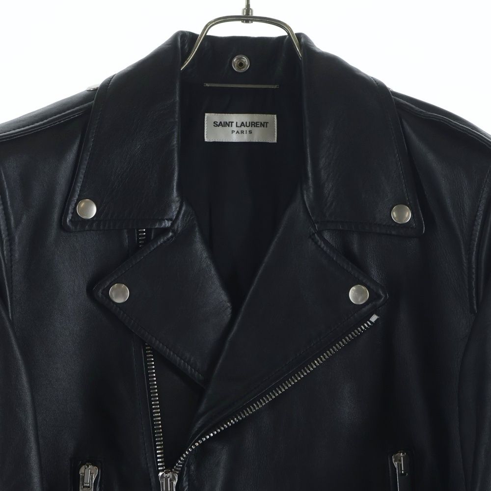 Saint Laurent Paris Classic Motorcycle Leather Rider Jacket Black — view 3