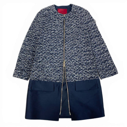 Moncler Laurine Giaccone Tweed Coat Double Zip 0