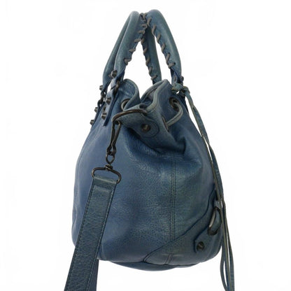 Balenciaga Classic Mini Pom Leather 2-Way Shoulder Bag Blue — view 4