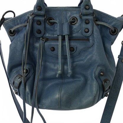 Balenciaga Classic Mini Pom Leather 2-Way Shoulder Bag Blue — view 2