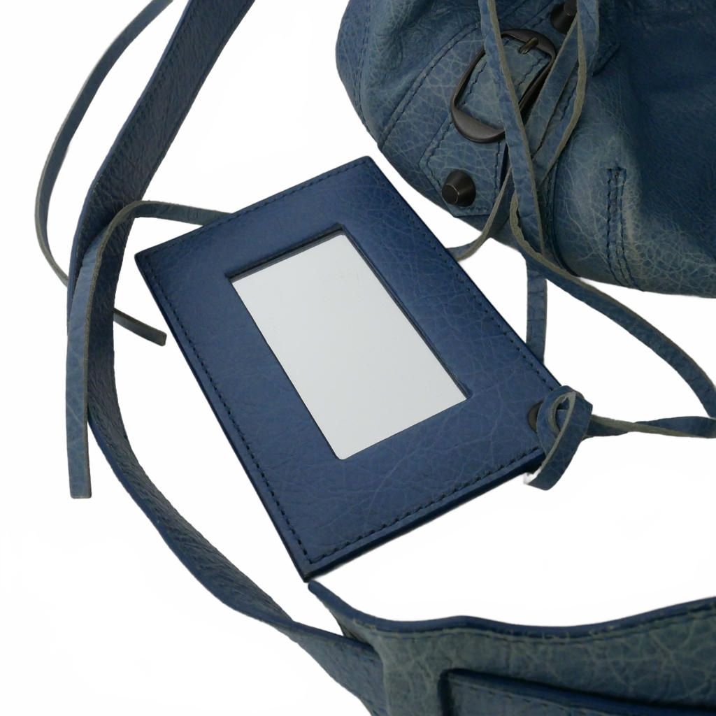 Balenciaga Classic Mini Pom Leather 2-Way Shoulder Bag Blue — view 5