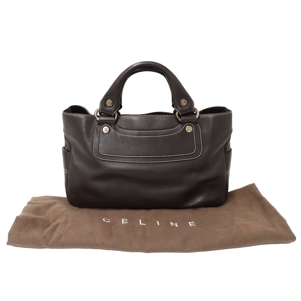 Celine Bag Handbag Leather Boogie Bag Dark Brown Handheld Simple — view 5
