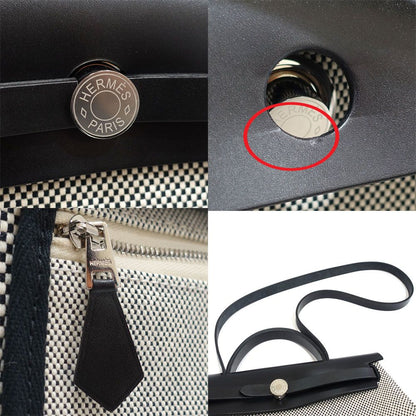 Hermes Herbag Zip PM Handbag Ed Toile GM Vache Hunter Silver — view 6