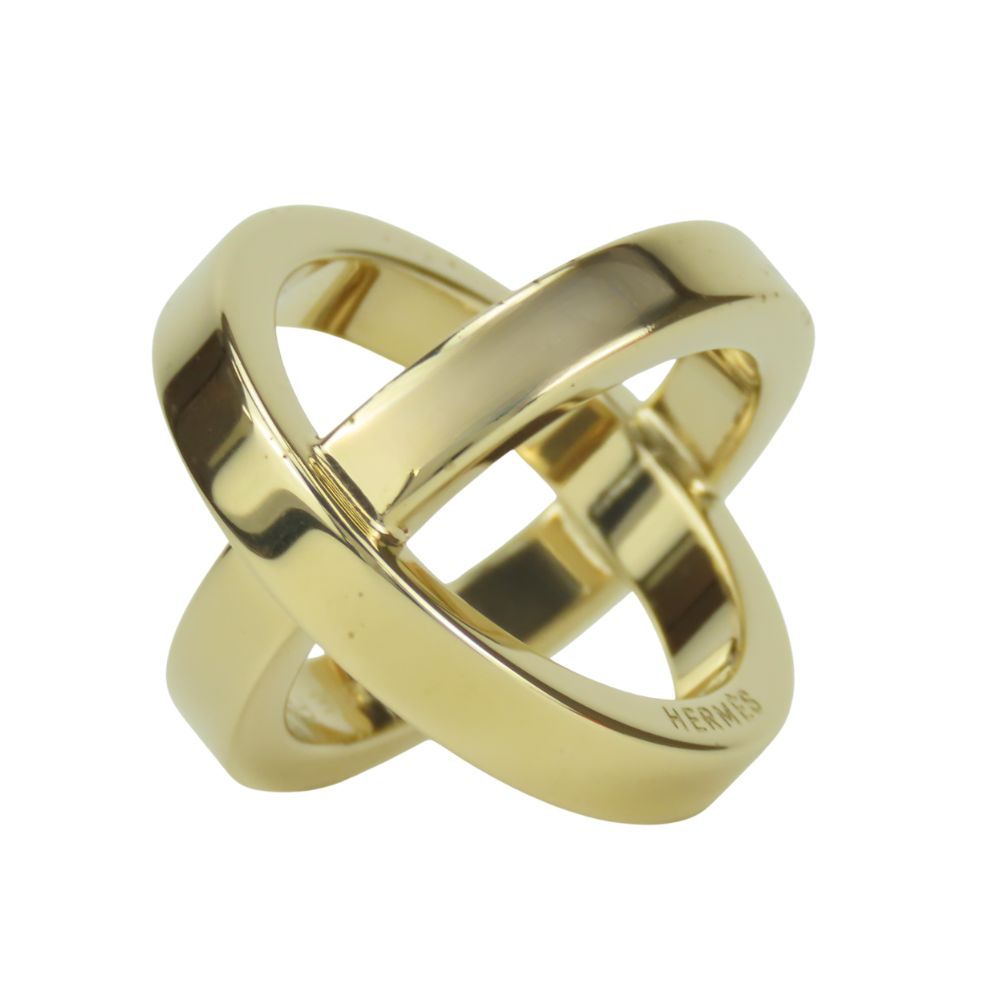 Hermes Scarf Ring Cosmos Metal Gold Plated