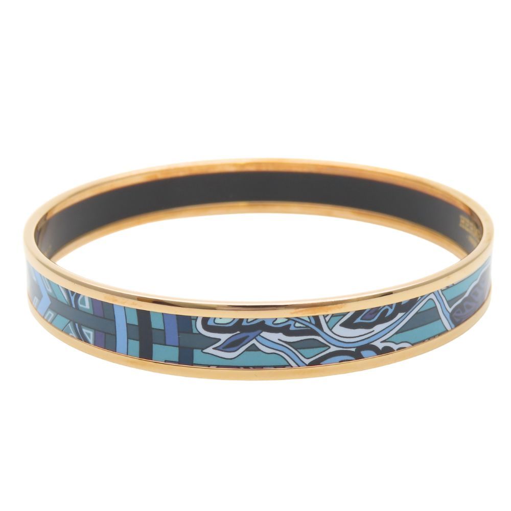 Hermes Bracelet Enamel PM Metal Blue Purple Gold Bangle Cloisonne — view 4