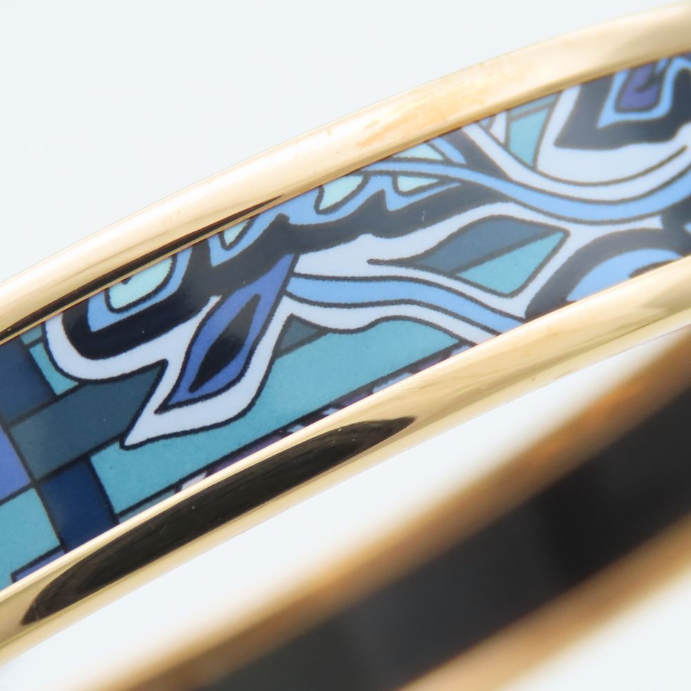 Hermes Bracelet Enamel PM Metal Blue Purple Gold Bangle Cloisonne — view 7