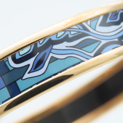 Hermes Bracelet Enamel PM Metal Blue Purple Gold Bangle Cloisonne — view 7