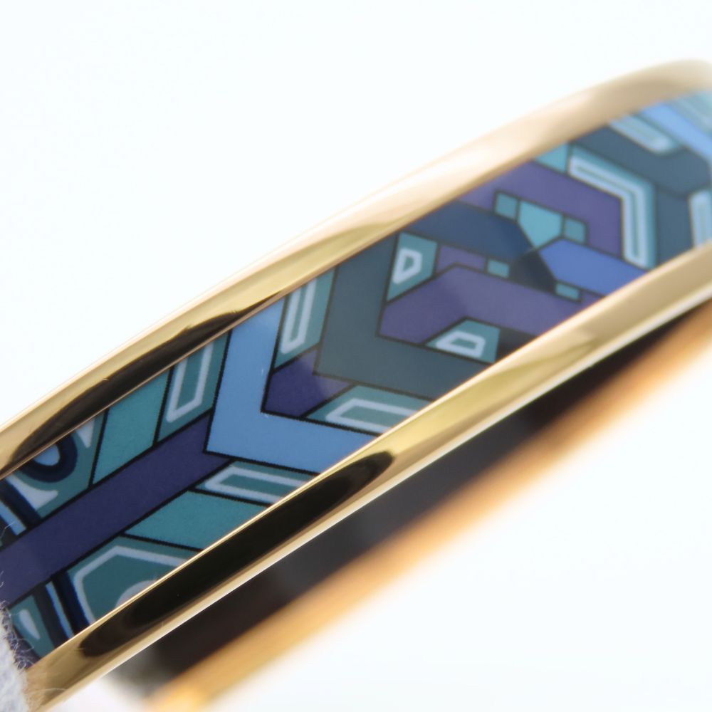 Hermes Bracelet Enamel PM Metal Blue Purple Gold Bangle Cloisonne — view 8