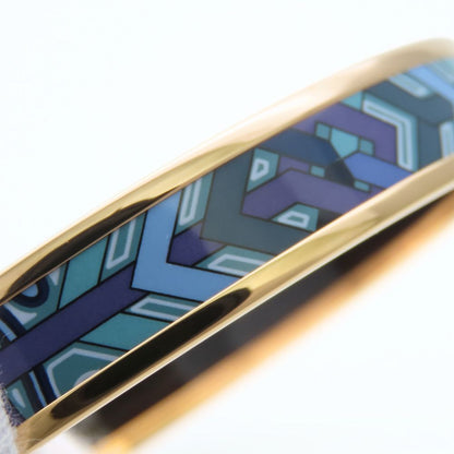 Hermes Bracelet Enamel PM Metal Blue Purple Gold Bangle Cloisonne — view 8