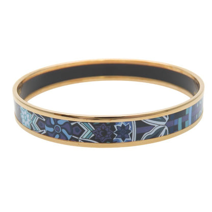 Hermes Bracelet Enamel PM Metal Blue Purple Gold Bangle Cloisonne — view 3