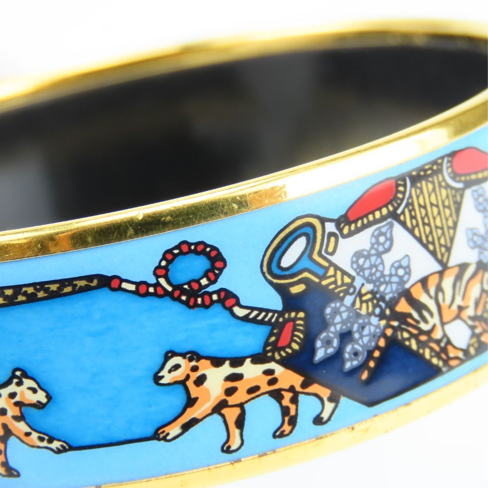 Hermes Bracelet Enamel GM Metal Blue Gold Multicolor Bangle Cloisonne — view 5