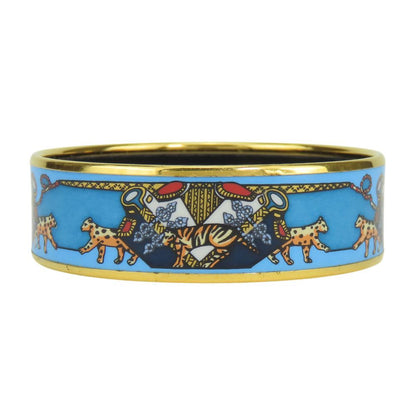 Hermes Bracelet Enamel GM Metal Blue Gold Multicolor Bangle Cloisonne — view 3