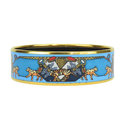 Hermes Bracelet Enamel GM Metal Blue Gold Multicolor Bangle Cloisonne — view 2
