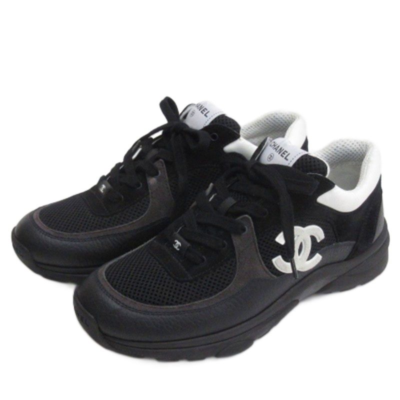 Chanel CC Logo Mesh Sneakers Black — view 2