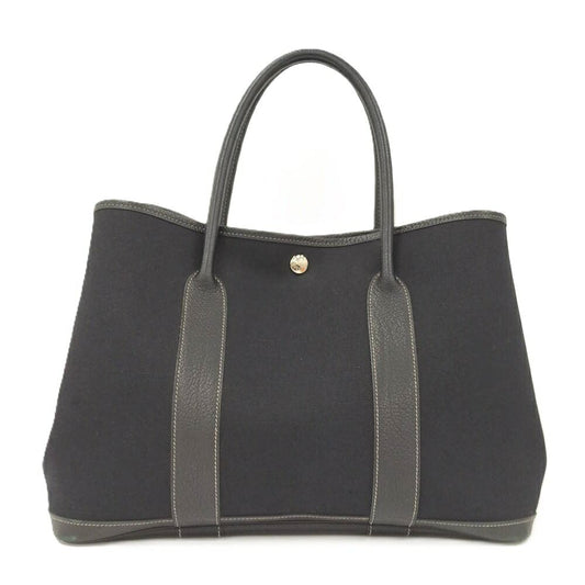 Hermes Garden Party PM Tote Leather Canvas Black