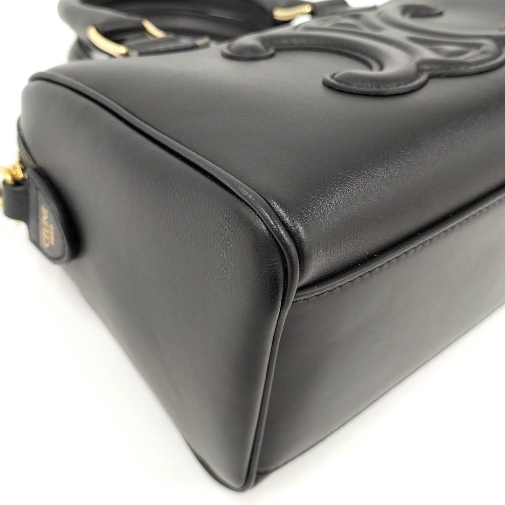 Celine Bag Cuir Triomphe Small Boston Leather Black — view 3