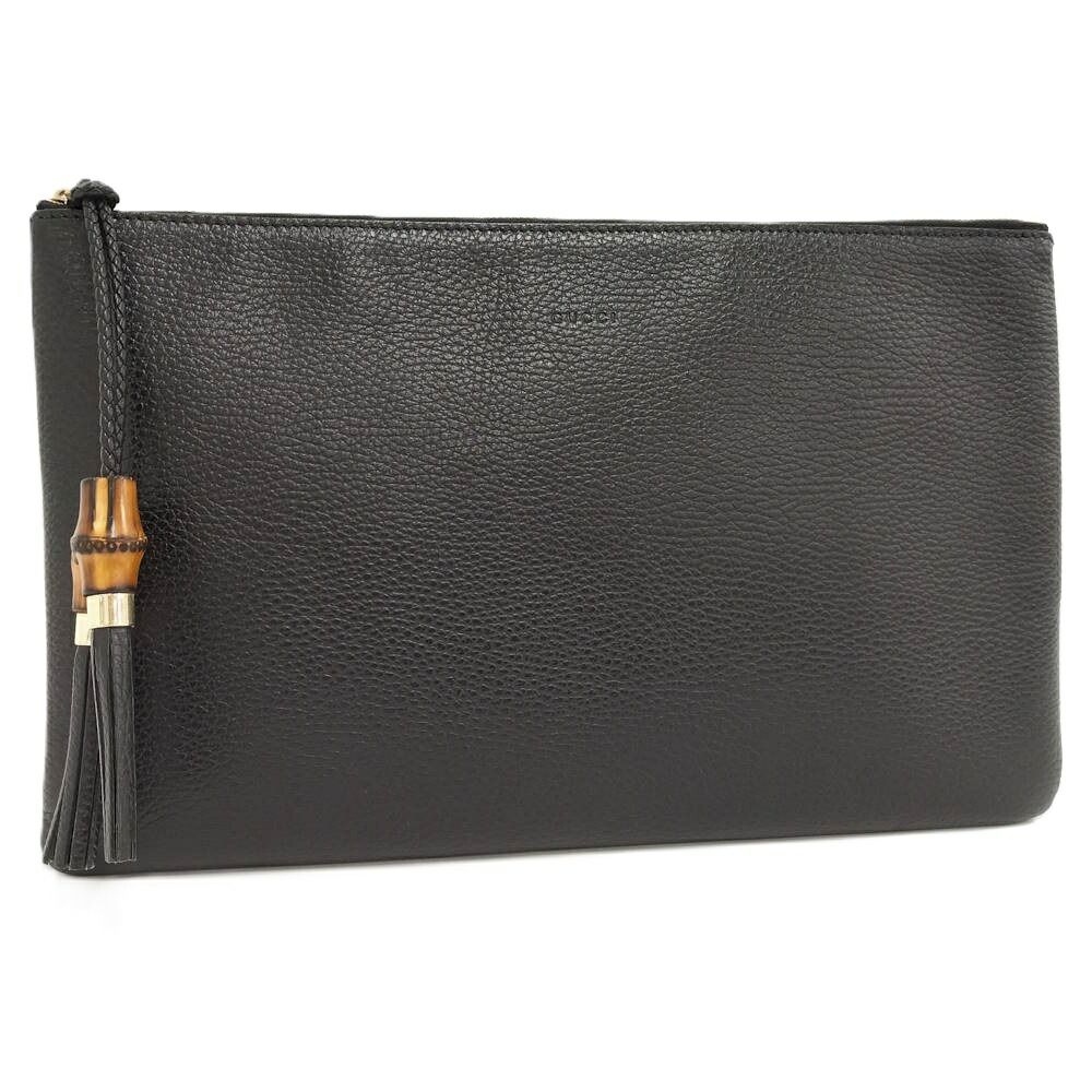 Gucci Bamboo Clutch Leather Black