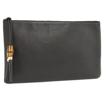 Gucci Bamboo Clutch Leather Black