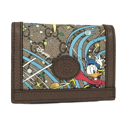 Gucci Disney Donald Duck Compact Wallet GG Supreme Leather Brown