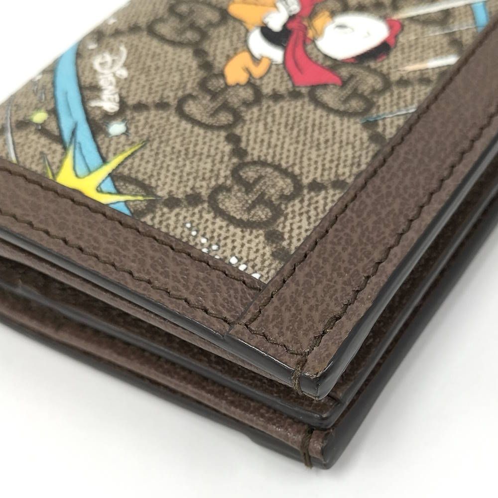Gucci Disney Donald Duck Compact Wallet GG Supreme Leather Brown — view 4
