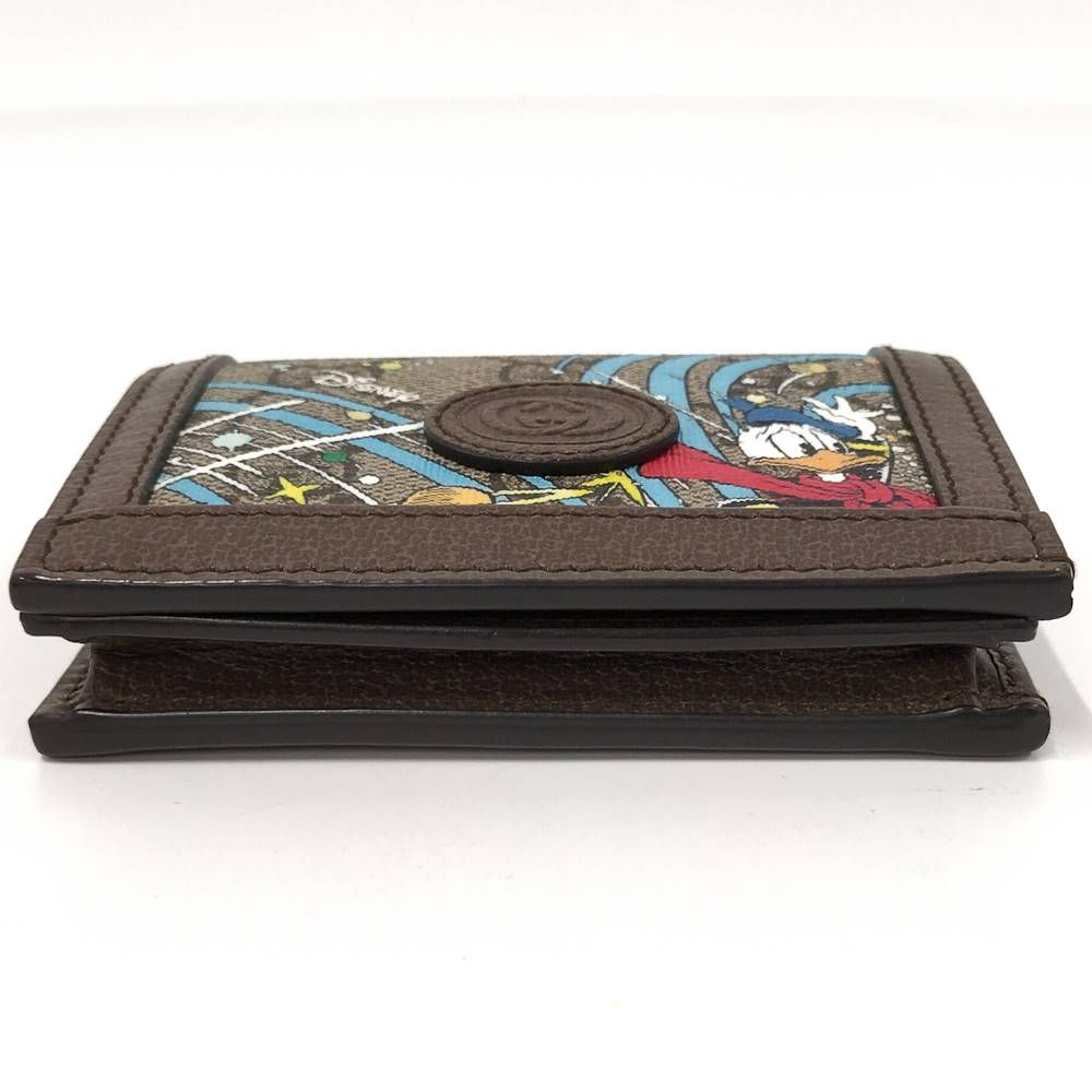 Gucci Disney Donald Duck Compact Wallet GG Supreme Leather Brown — view 6