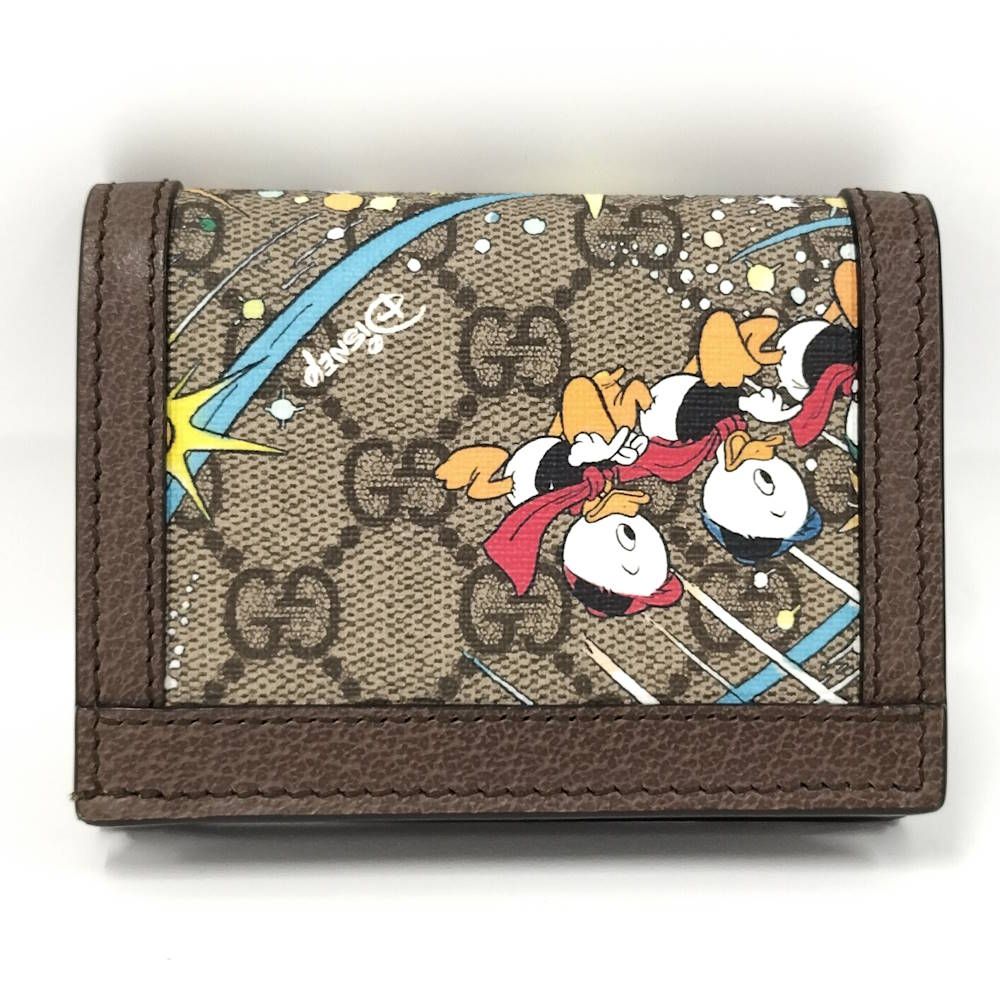 Gucci Disney Donald Duck Compact Wallet GG Supreme Leather Brown — view 3