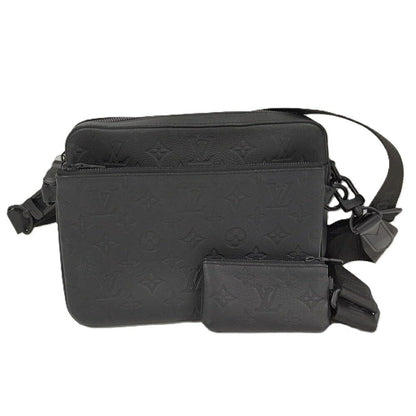 Louis Vuitton Trio Messenger Shoulder Bag Monogram Shadow Leather Black