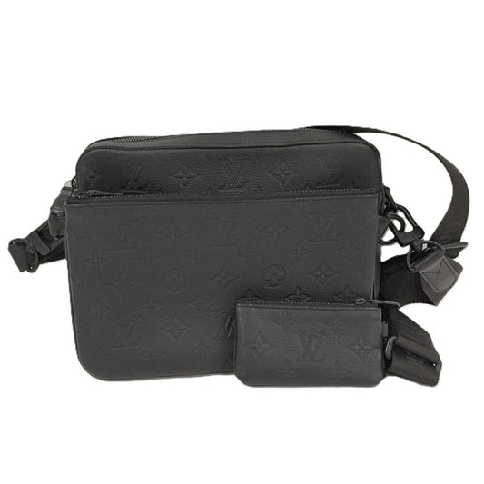 Louis Vuitton Trio Messenger Shoulder Bag Monogram Shadow Leather Black