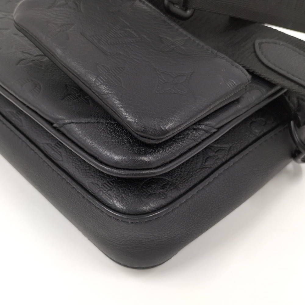 Louis Vuitton Trio Messenger Shoulder Bag Monogram Shadow Leather Black — view 3