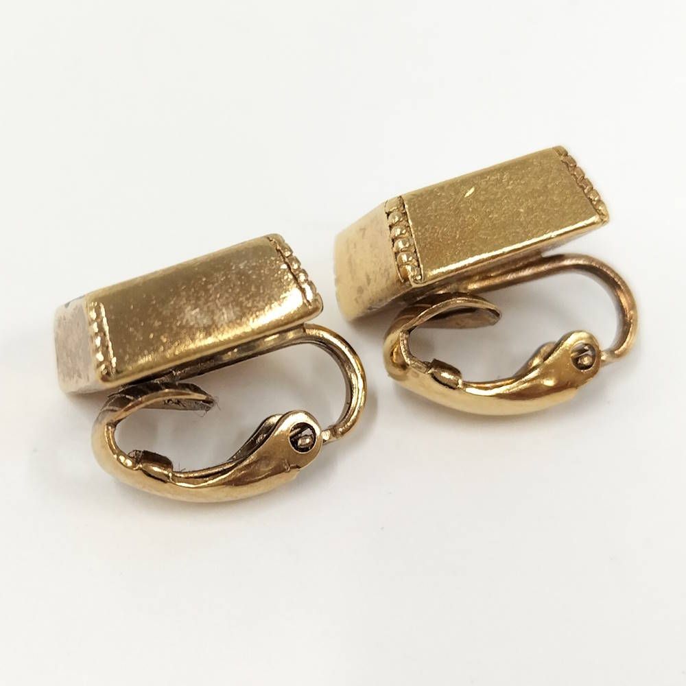 Chanel Square Earrings CC Black Gold — view 4