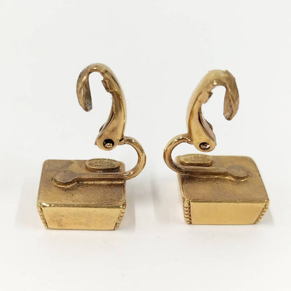 Chanel Square Earrings CC Black Gold — view 5