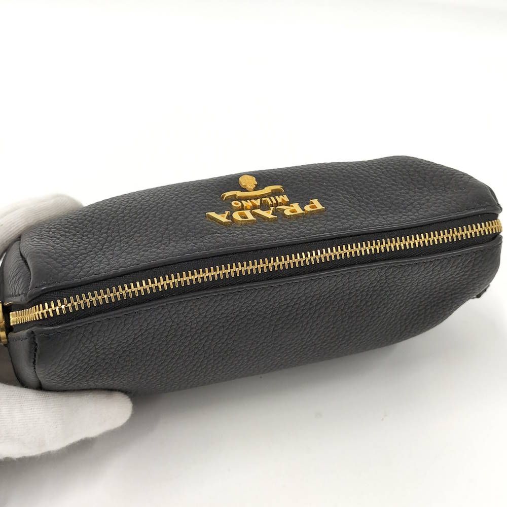 Prada Vitello Daino Leather Pouch Nero — view 8